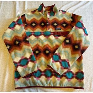 Patagonia Size Small Synchilla Snap T Fleece Pullover Timber Twist Aztec Women